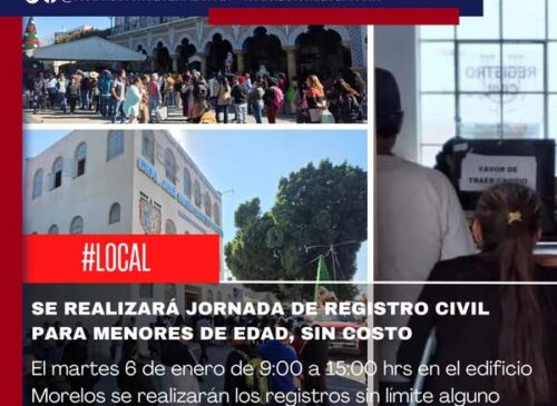 Jornada gratuita de registros de nacimiento en el Registro Civil de Tehuacán.